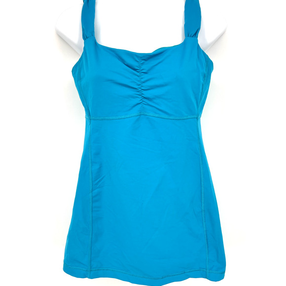 Lululemon Aria II Aqua Blue Workout Tank Top Built in Bra Cups Size 8 - Picture 1 of 8